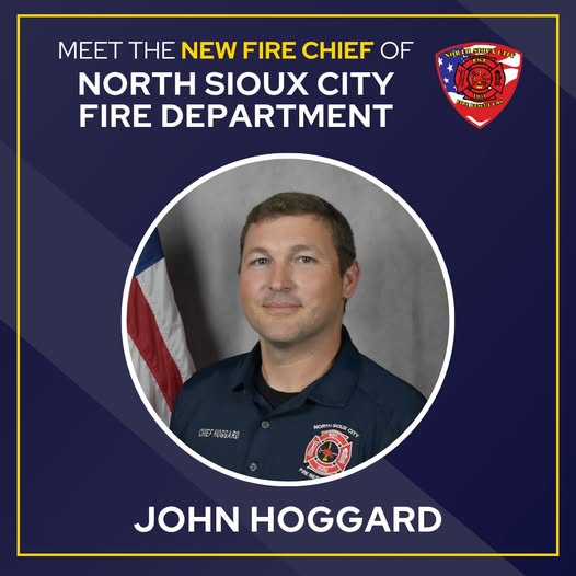 John Hoggard, the new Fire Chief of the North Sioux City Fire Department, wearing his uniform shirt with department logo.